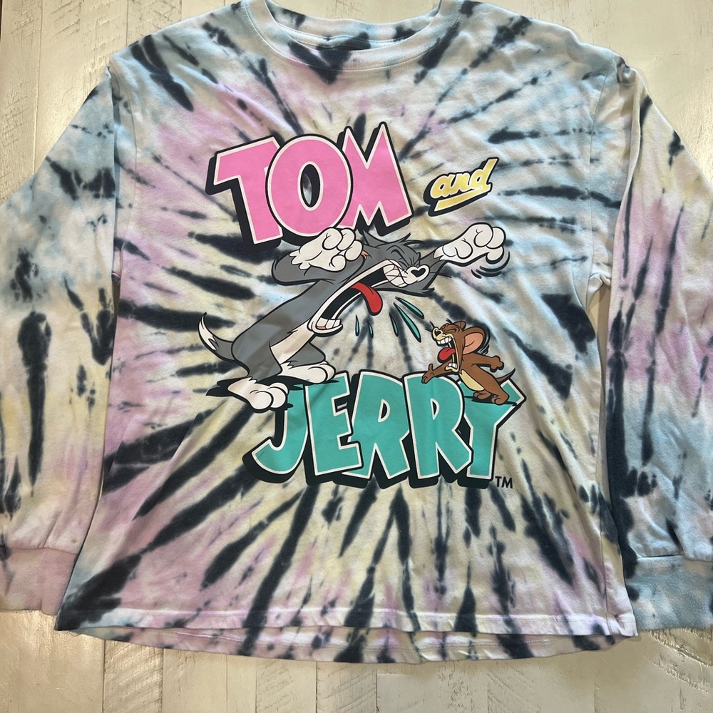Tom and Jerry long sleeve tie dye shirt oversized YM